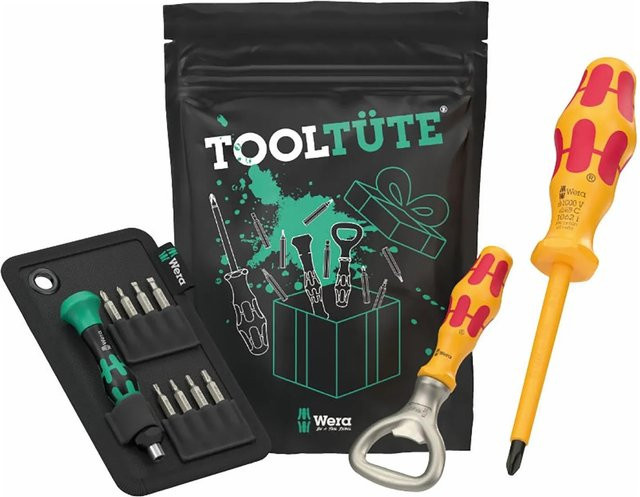 Wera Tooltüte 4.0 Werkzeugsortiment mit 12-teiligem Schraubendreher-Bit Set in Schwarz, Grün und Multicolour - Bild 1