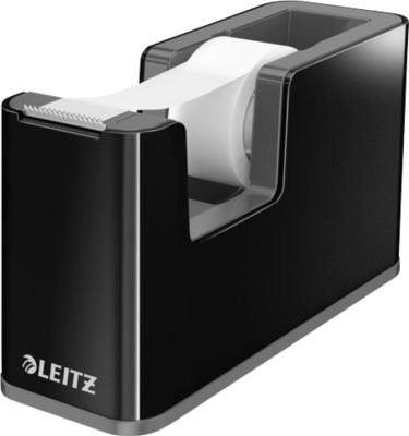 Leitz WOW Klebefilmabroller in Schwarz aus recycelbarem ABS-Kunststoff inklusive Klebeband für Rollen mit Breite: 1,9 cm und Länge: 33 m - Bild 1