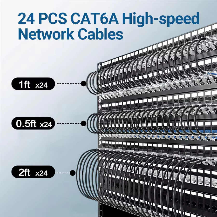 24er-Pack Cat6a Ethernet Patchkabel Slim UTP 10G LAN-Kabel 28AWG PoE in Weiß - Bild 3