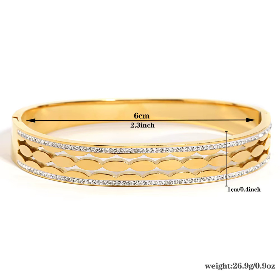 Greatera Armband Manschette, Edelstahl, Gold, Zirkonia, Kristall, Damen - Bild 2