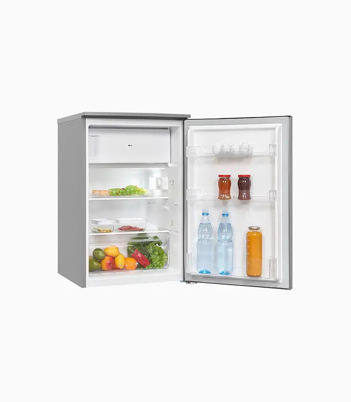 Exquisit KS15-4-E-040E Kühlschrank in Silver Inoxlook, Standgerät mit Gefrierfach, B/T/H: 55 x 58 x 139 cm - Bild 2