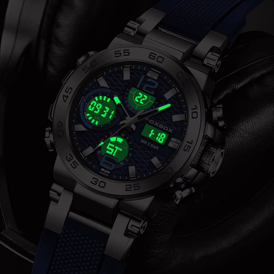 FOXBOX Armbanduhr, Digitaluhr, Blau, Silikon, Herren - Bild 3