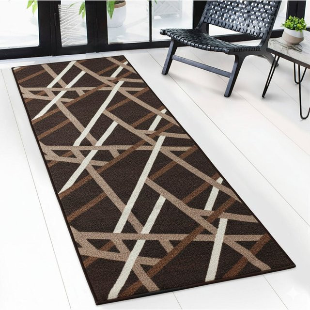 Floordirekt Teppich-Läufer nach Maß Modern mit Streifen in Braun und Anthrazit rutschfest - Bild 1