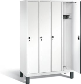 C+P Garderobenschrank Evolo in Weiß mit HPL-Front und Korpus in Verkehrsweiß, H x B x T: 185 x 119 x 50 cm - Bild 1