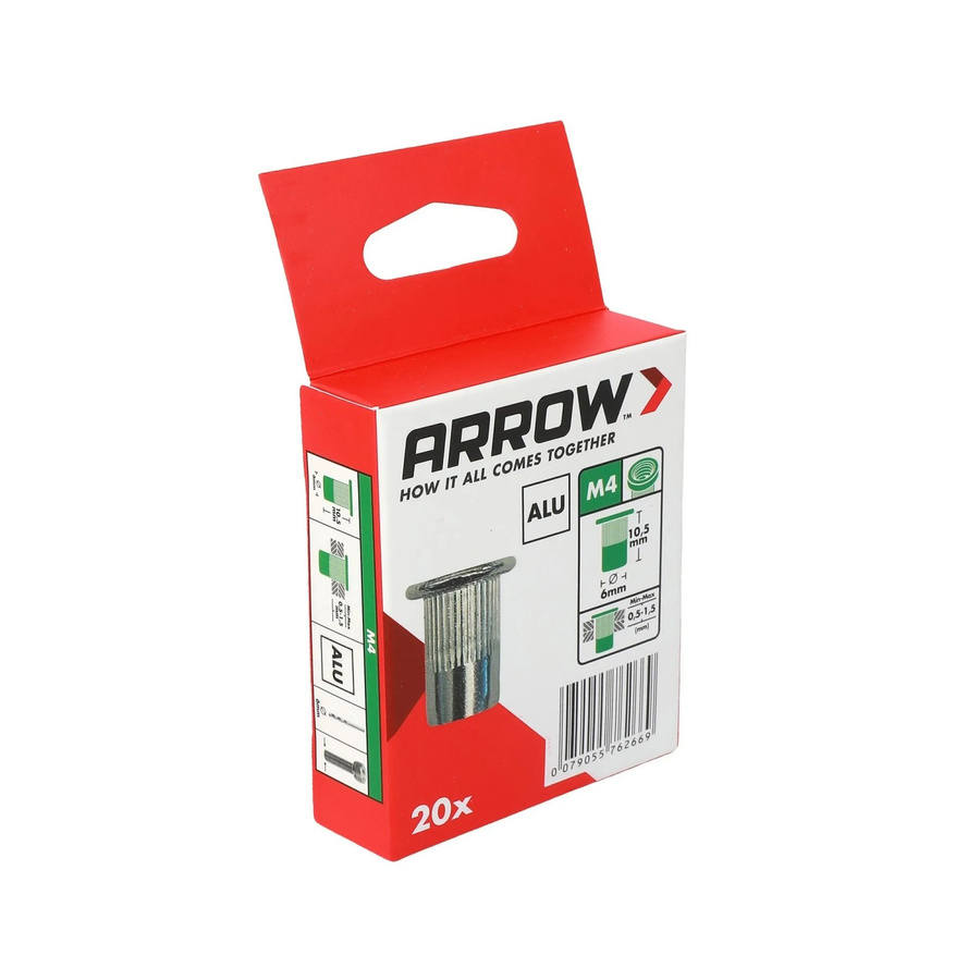 Arrow Nietmutter RN M4 aus Aluminium in Silber/Grau, Durchmesser: 6 mm, Höhe: 10,5 mm, 20 Stück - Bild 2