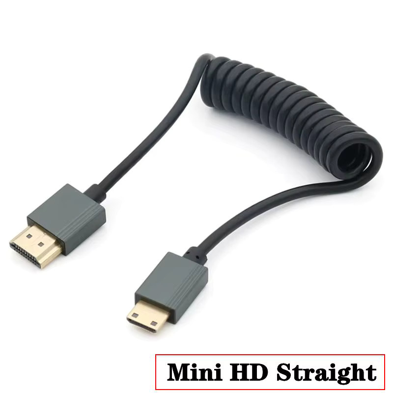 AXONUS HDMI Spiralkabel in Schwarz, 8K kompatibel, 48 Gbit/s, HDMI auf Mini/Micro HDMI für Kamera, Camcorder, PC und Monitor - Bild 2