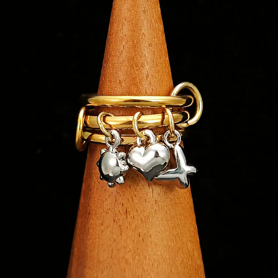 ZHOUYANG Ring Set, Edelstahl, Bicolor, Damen - Bild 3
