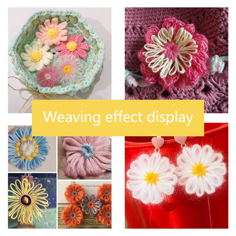 QJH DIY Blumen-Strickset mit Häkel- und Webwerkzeugen aus Kunststoff in Multicolour - Bild 3