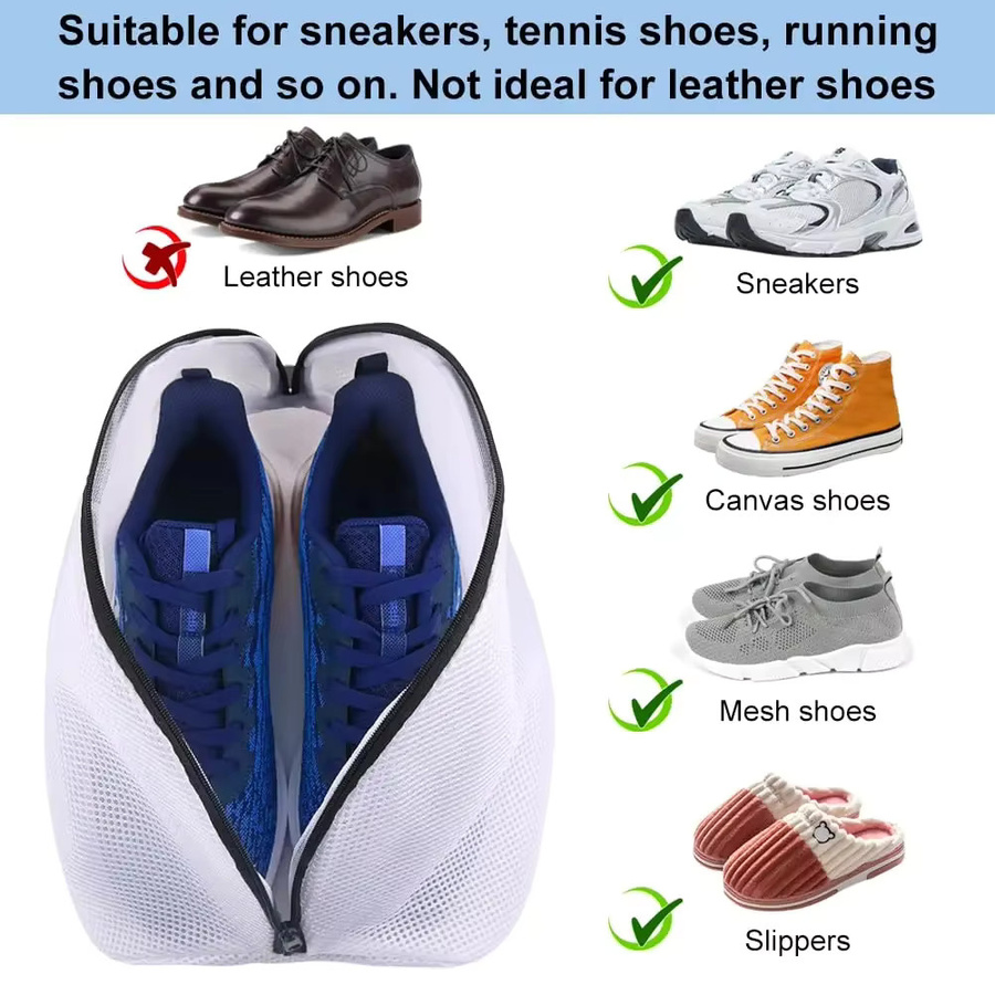 YOCITY Schuhwaschbeutel aus Mesh mit Reißverschluss für die Waschmaschine, Farbe: Weiß - Bild 4