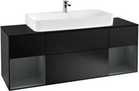 V&B Waschtischunterschrank Finion mit Wandbeleuchtung, Blau lackiert, Breite: 160 cm - Bild 1