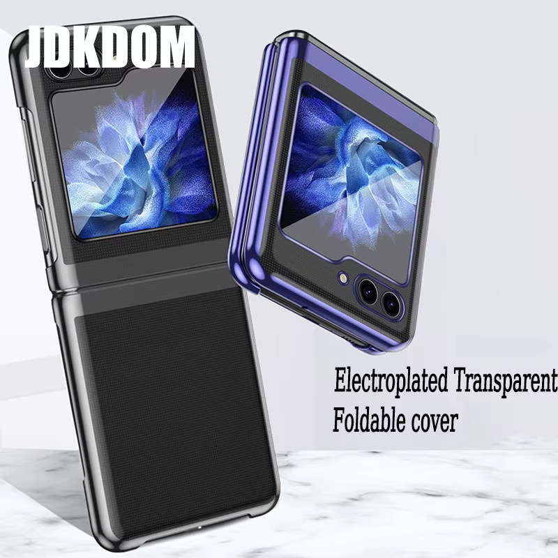 JDKDOM Galvanisierte transparente Handyhülle für Samsung Galaxy Z Flip 6 Z Flip 5 Z Flip 4 Z Flip 3 in Gold, stoßfeste Schutzhülle - Bild 1