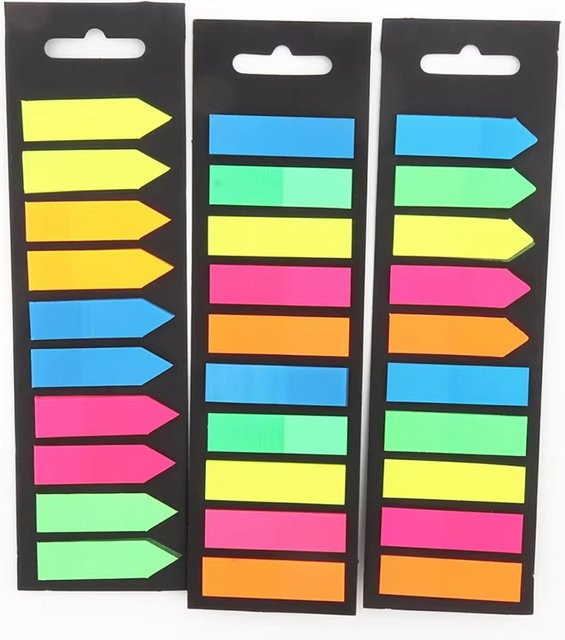 200 Blatt fluoreszierende Haftnotizen und transparente Index-Aufkleber in Multicolour für Schule und Schreibwaren - Bild 1