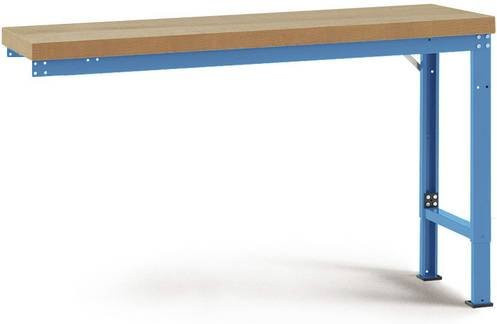 Manuflex WP7015.5012 Werkbank Anbaumodul höhenverstellbar in Blau (RAL 5012) aus Stahl und Holz, B/T/H: 150 x 70 x 105 cm - Bild 1