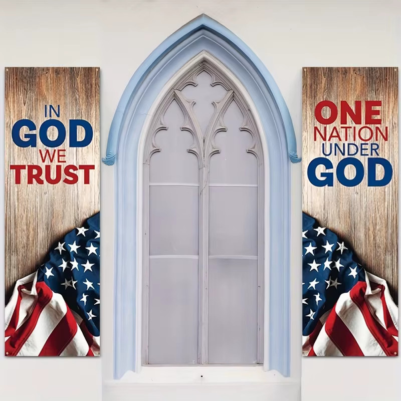 VIKAMA 2-teiliges Set Happy U.S. Kirchenbanner zum Unabhängigkeitstag aus Polyester zum Aufhängen - Bild 4