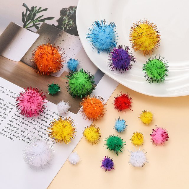 100er-Pack flauschige Bastel-Pompons in Multicolour, Durchmesser: 1–3 cm für Heimdekoration und Nähen - Bild 1
