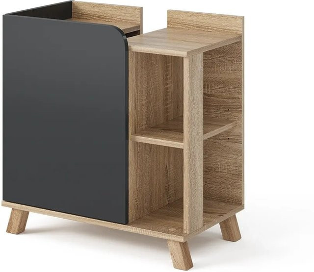 Vicco Waschbeckenunterschrank Karen Modern in Sonoma und Anthrazit mit Tür und offenen Fächern B: 60 cm, H: 65 cm - Bild 2