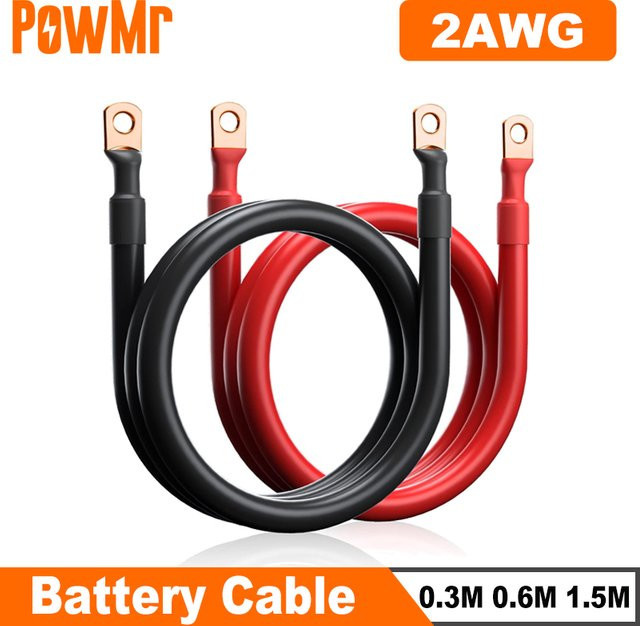 PowMr 2AWG Elektrokabel aus Kupfer als Batterie-Inverterkabel und Solarstrom-Anschlusskabel für Wechselrichter, Auto und Boot - Bild 1