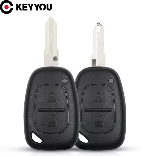 KEYYOU Autoschlüssel Etui für Renault Traffic, Master, Vivaro, Movano und Kangoo, Ersatz Fernbedienung Gehäuse mit 2 Tasten, Schwarz - Bild 1
