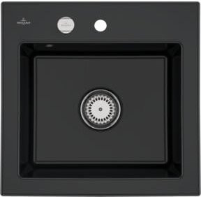 Villeroy & Boch Spüle Subway 50 S in Pure Black mit Ablaufgarnitur und Exzenter, Aufsatzspüle, Breite: 50 cm - Bild 1