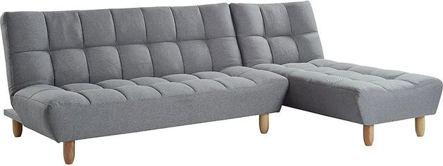 Vente-unique Schlafsofa Esteban Click-Clack in Grau mit Stoffbezug und Holzrahmen, L-Form, Breite: 182 cm, Tiefe: 84 cm - Bild 1