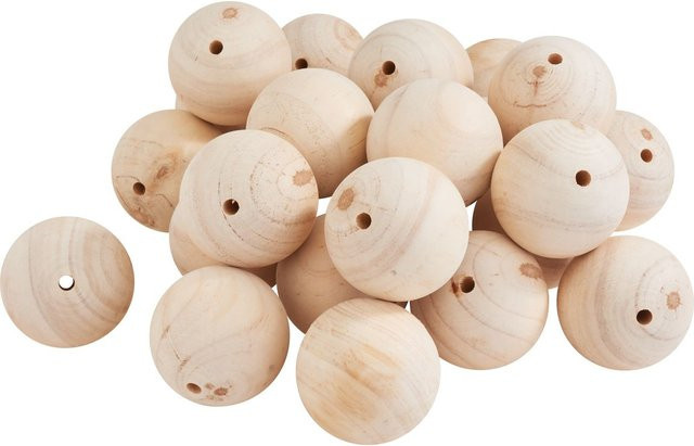VBS XXL Holzkugeln durchgebohrt in Natur/Beige, Durchmesser: 7 cm, 25 Stück - Bild 1
