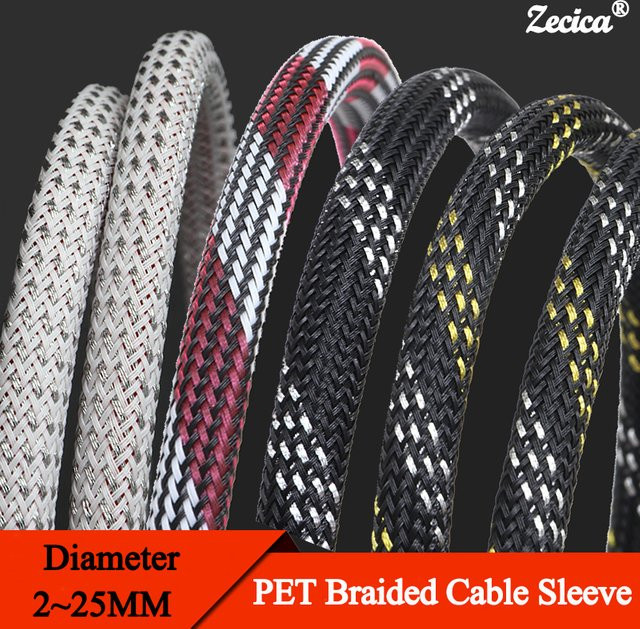 Erweiterbare PET-Kabelhülse aus hochdichtem Geflecht zum Schutz von Drähten und Kabeln, Durchmesser: 2 mm bis 25 mm, Farben: Schwarz, Weiß, Pink - Bild 1