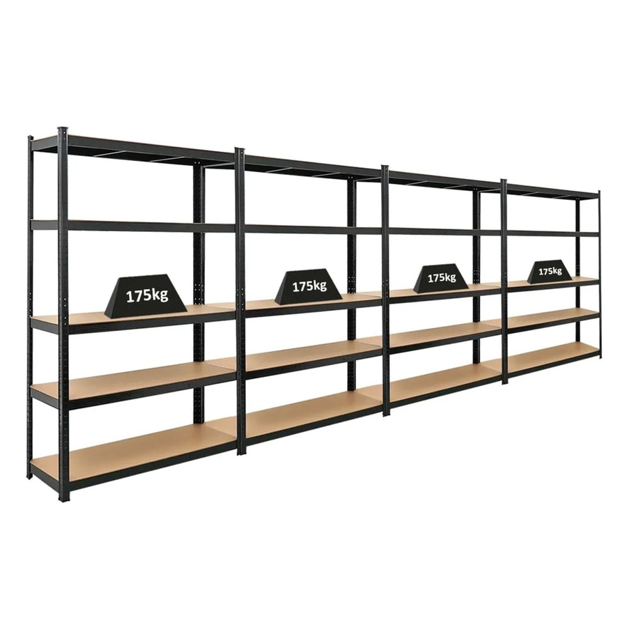 4er Set PROREGAL Schwerlastregal Ragnar in Schwarz, H x B x T: 180 x 120 x 40 cm, Fachlast 175 kg, Regal für Werkstatt und Garage - Bild 2
