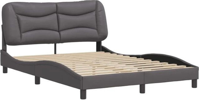 vidaXL Bettgestell Hvar in Grau aus Kunstleder und Holz, B/T/H: 140 x 190 x 145 x 208 cm - Bild 1