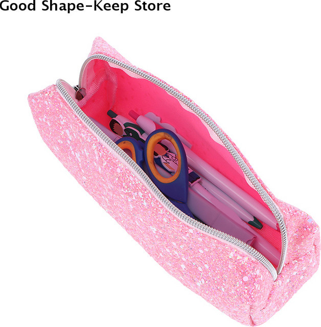 Kawaii Glitzer-Federmäppchen in Rot mit Pailletten als Stiftetasche und Kosmetiktasche - Bild 1