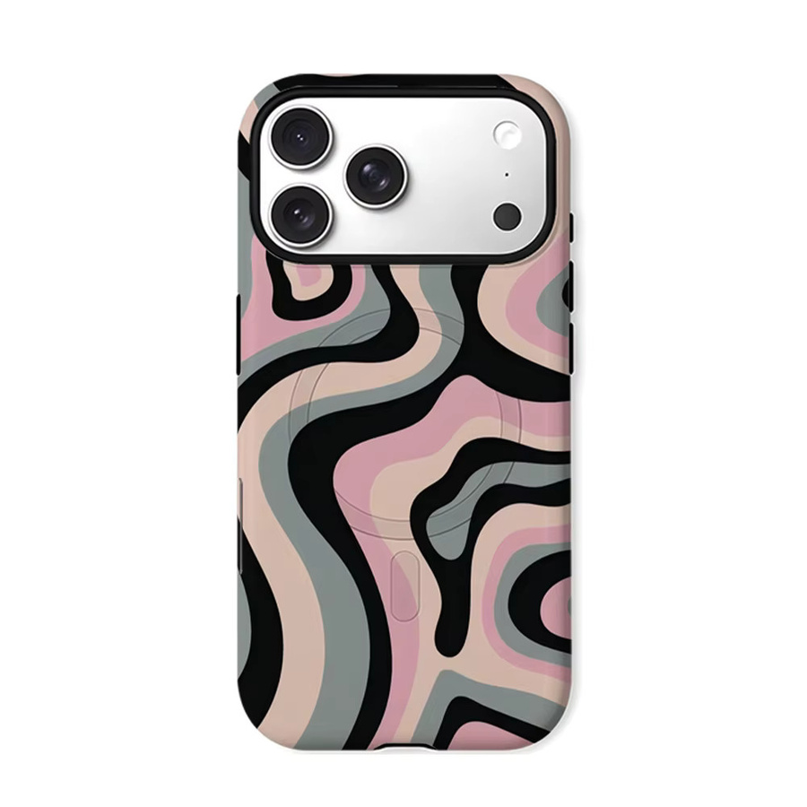 Potdemiel Blush Swirl Handyhülle für iPhone 17 16 15 14 13 Pro Max Plus, magnetische robuste Einzel- und Doppelschicht-Hülle, Multicolour - Bild 6
