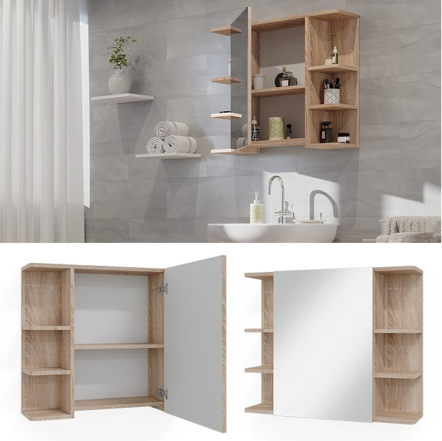 Vicco Spiegelschrank Fynn Badspiegel in Sonoma Eiche, Breite: 80 cm, Höhe: 79,6 cm, Tiefe: 21,2 cm - Bild 1
