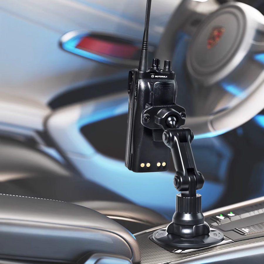YNIBST Autoradio-Getränkehalterung und Walkie-Talkie-Autohalterung mit verstellbarem Hals für Baofeng UV5R und Motorola Talkabout Handheld CB Radio in Schwarz - Bild 4