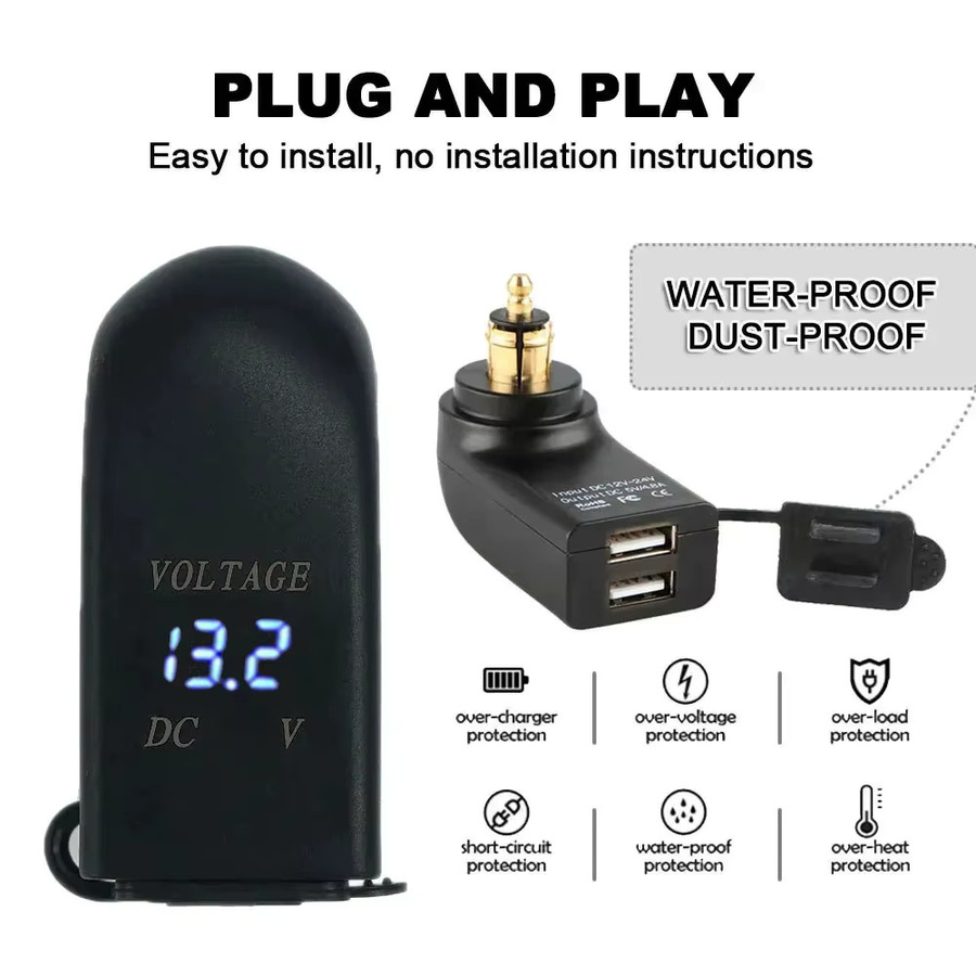 Motorrad Dual USB Steckdose Ladegerät Adapter RI2FR in Schwarz und Blau für BMW R1200RT F850GS F700GS F800 GS/ST R1300GS ADV R12 R1200GS R1250GS - Bild 2