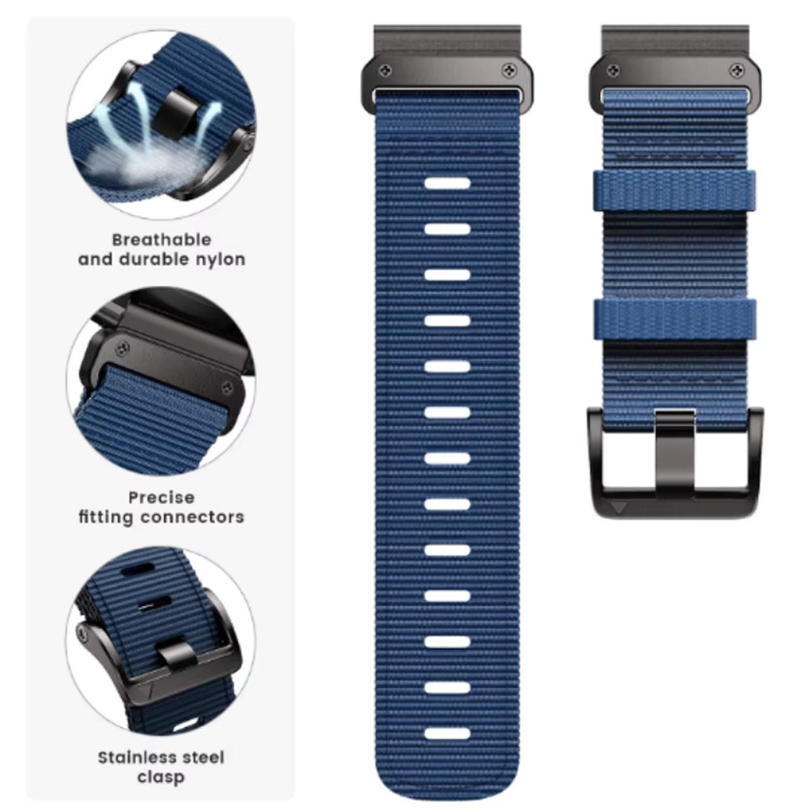 Uhrenarmband Nylon, 22/26 mm, Schwarz, Unisex - Bild 2