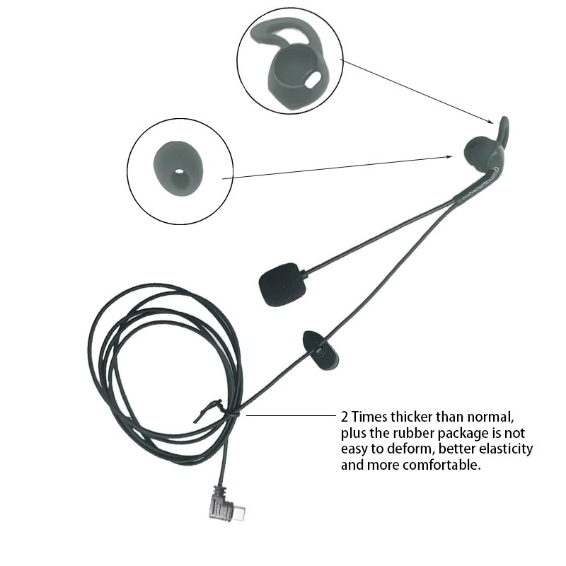 EJEAS In-Ear Kopfhörer mit Mikrofon für V4C Plus V6 PRO und Schiedsrichter Intercom, Typ C und 3,5mm Klinke, Schwarz - Bild 1
