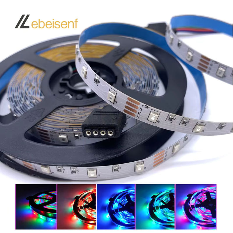 Lebeisenf RGB LED Strip Set mit 5m Länge, 60 LEDs/m SMD, USB-Anschluss und 24-Tasten-Funkfernbedienung, Multicolor - Bild 6