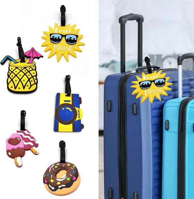 ISKYBOB Gepäckanhänger im Cartoon-Stil in Rot für Rucksack und Koffer - Bild 1