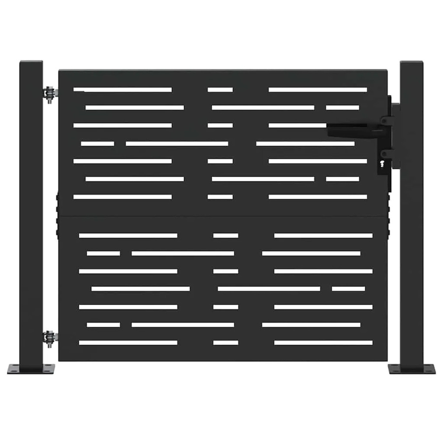 vidaXL Gartentor Schwarz aus pulverbeschichtetem Stahl B/H: 100 x 100 cm - Bild 2