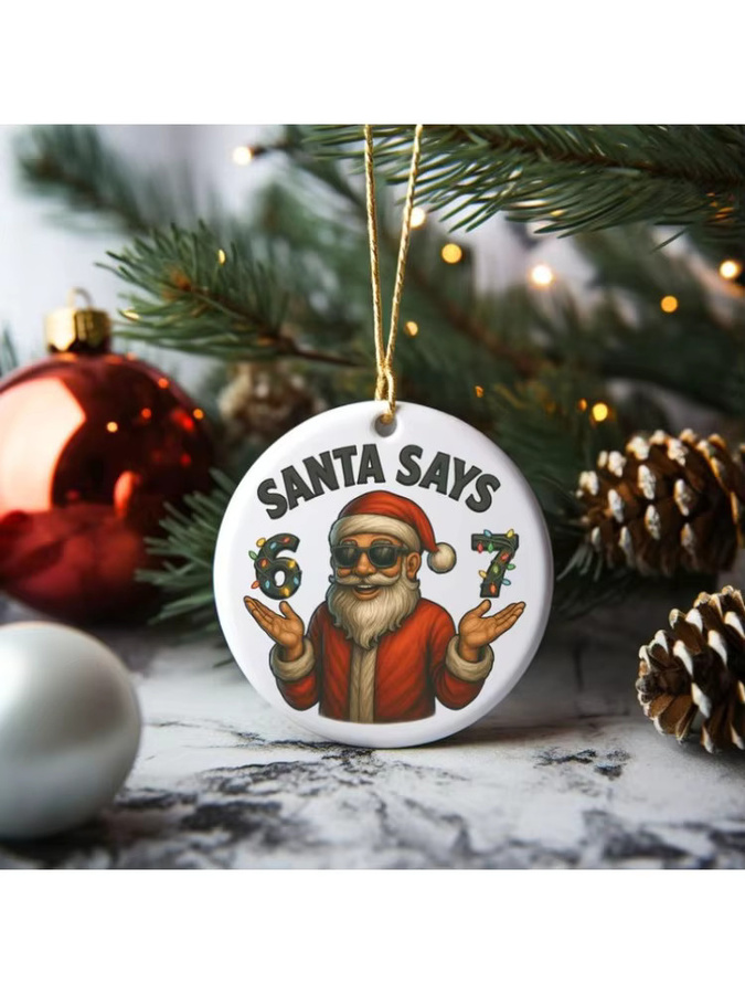 DUTRIEUX Weihnachtsbaumdekoration Santa Claus Ornament mit Gen Z Slang Design, Keramik, Mehrfarbig - Bild 4