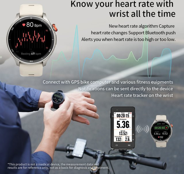 IGPSPORT Smartwatch, GPS, Schwarz, Silikon - Bild 1