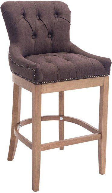 TPFLiving Barhocker Wooden Luck aus Kautschuk-Holz und Stoff in Braun, gesteppt, Höhe: 109 cm, Breite: 57 cm, Tiefe: 57 cm - Bild 1