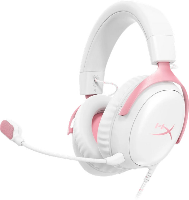 HyperX Cloud III Wired Over-Ear Gaming-Headset in Weiß/Rosa für PC, PS5 und Xbox Series X/S - Bild 1