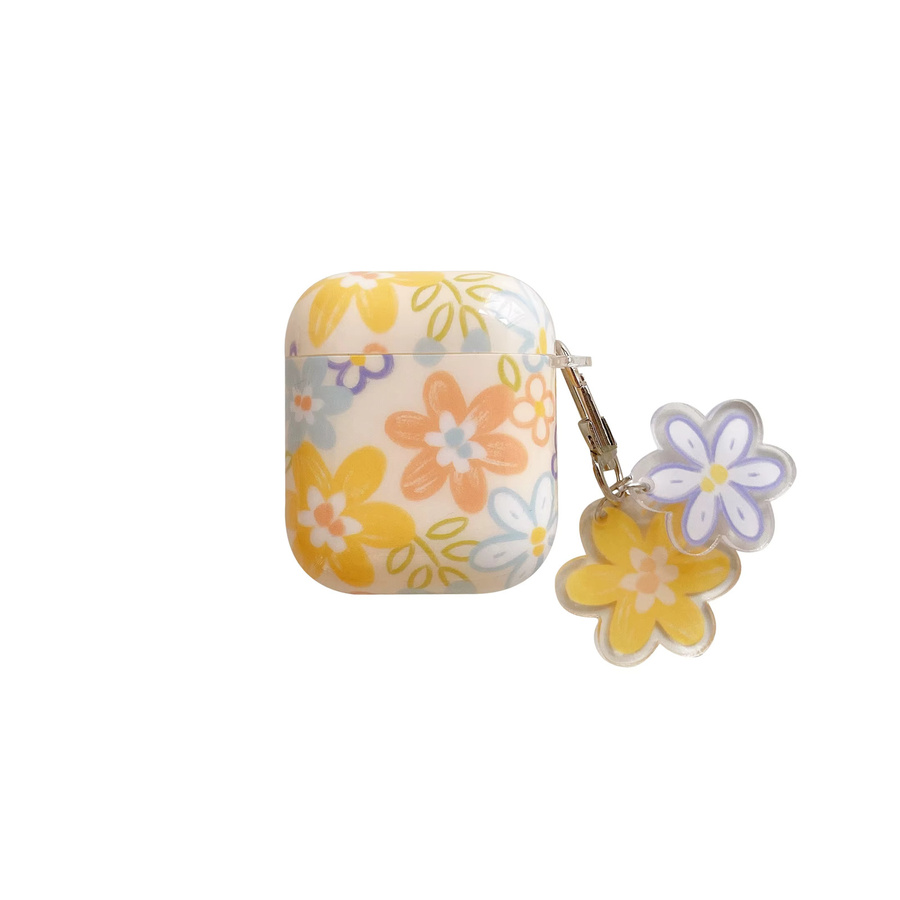 Beige TPU Schutzhülle mit Blumenmuster für Apple AirPods 2, 3, Pro und Pro 2 - Bild 3