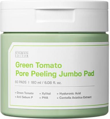 SUNGBOON EDITOR Green Tomato Pore Peeling Jumbo Pad, 180 ml, PHA - Bild 1