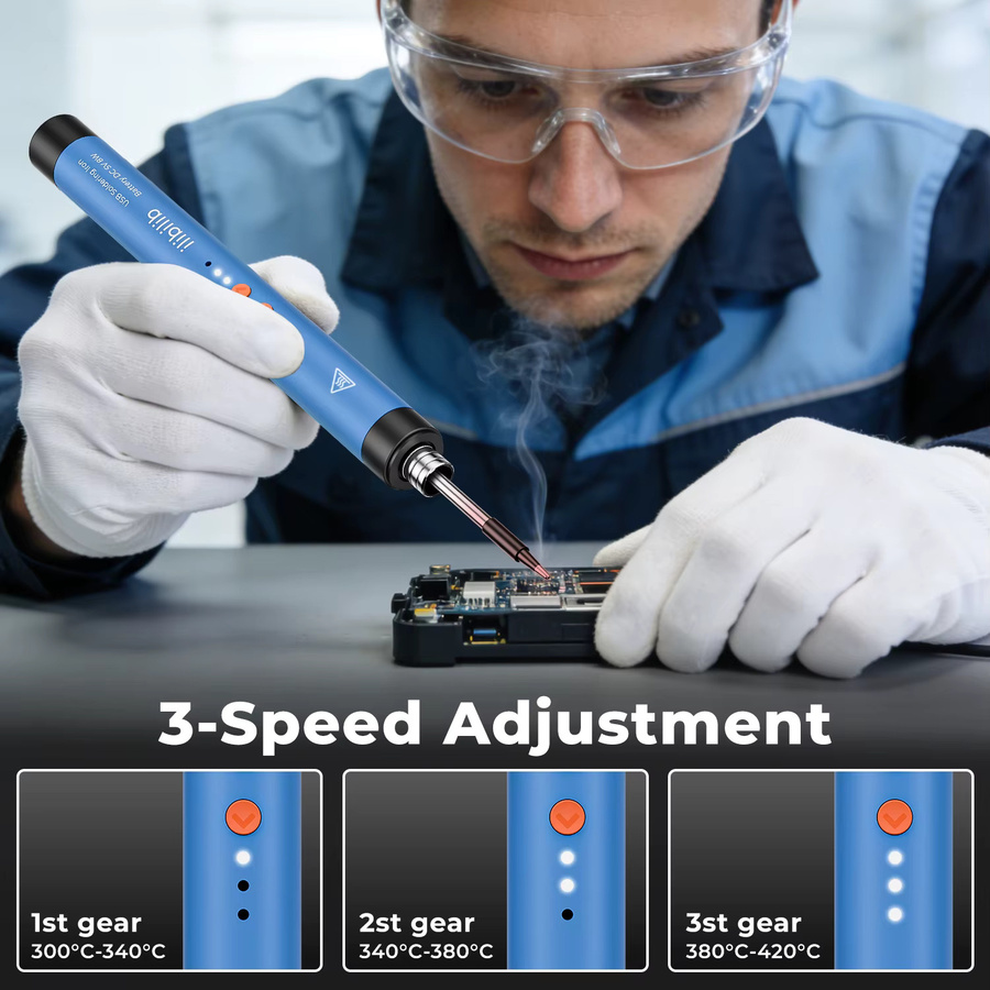 ILIBILIB HX8 Kabelloser USB-Lötkolben in Blau mit Akku, 8W, 300-420 °C - Bild 5