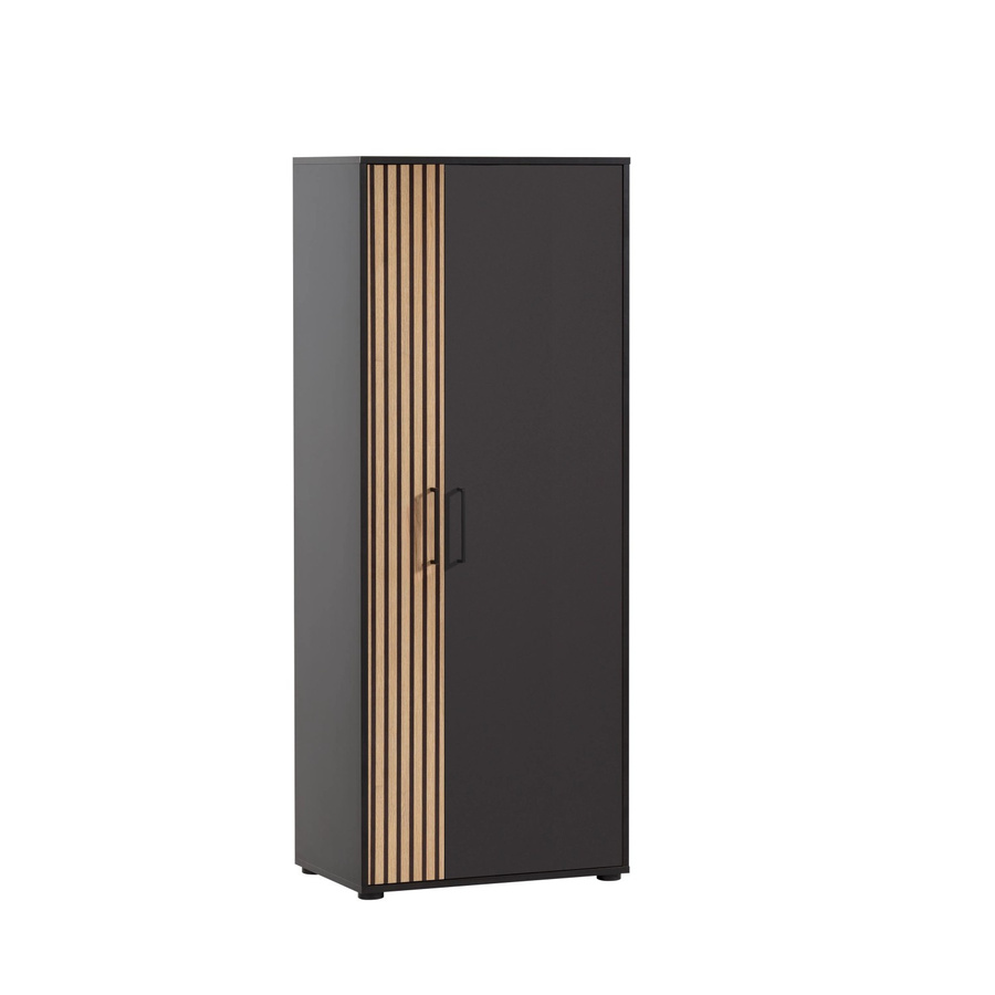 PROREGAL Aktenschrank Raven in Akustikplattenoptik Schwarz mit 2 Flügeltüren und Soft-Close-Funktion, H x B x T: 164 x 65 x 41 cm - Bild 2