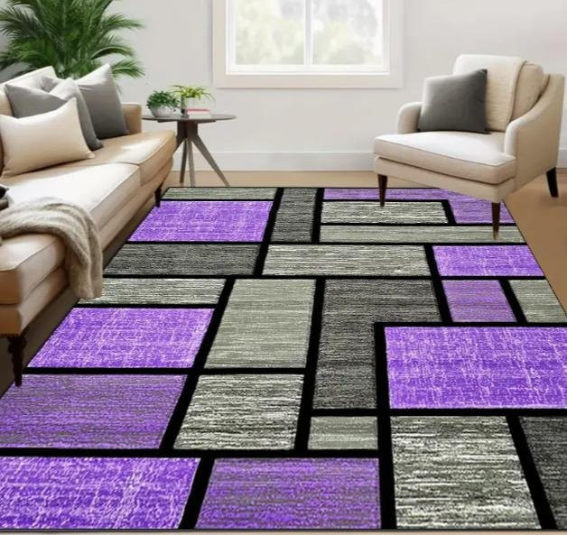 ZbrOne Geometrischer Teppich Modern in Lila, B/T: 60 x 40 cm - Bild 1