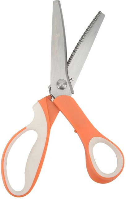 GoolRC Professionelle Zickzackschere aus Edelstahl für Stoffarbeiten in Weiß und Orange - Bild 1