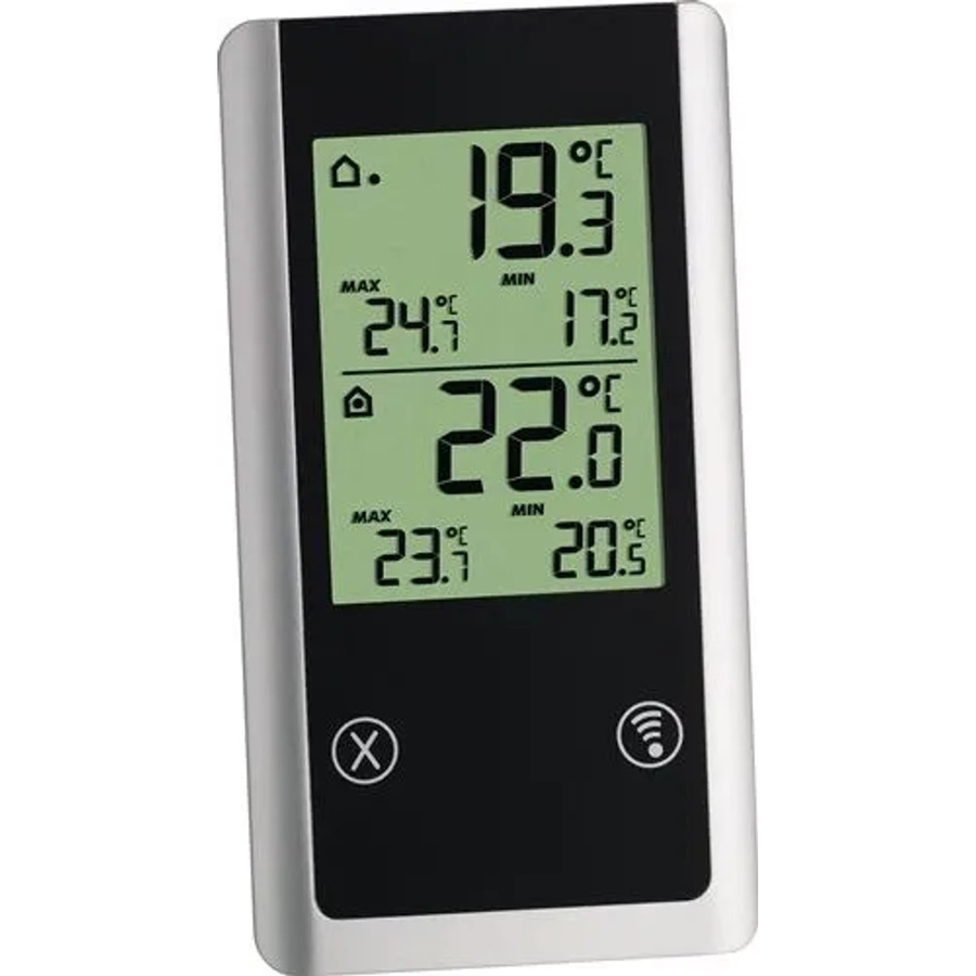 TFA Funkthermometer Joker Außen und Innen in Schwarz und Silber, H x B x T: 15,2 x 8,2 x 7,2 cm - Bild 2