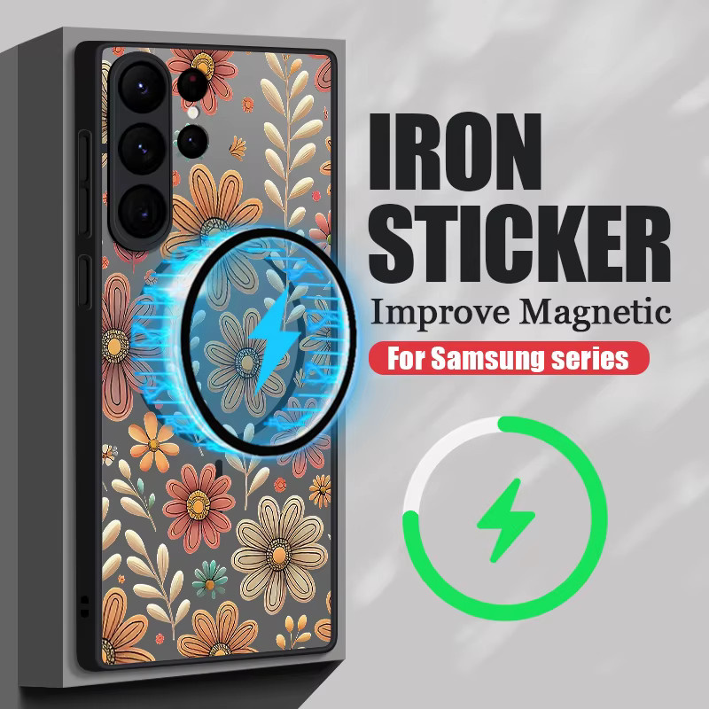Magnetische Handyhülle mit Blumenmuster für Samsung Galaxy S25 S24 S23 S22 Ultra Plus FE von YISHANGOU in Multicolour - Bild 1